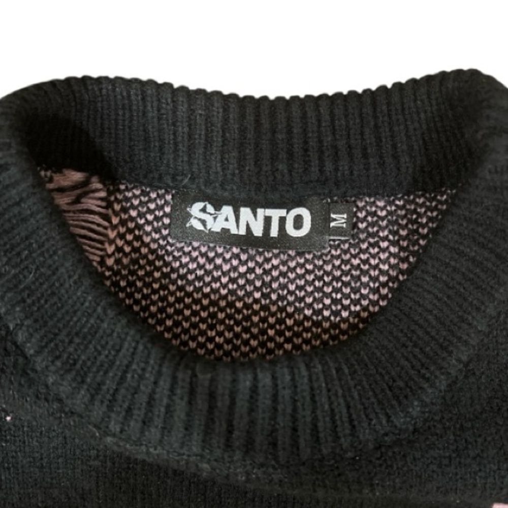 Santo Black Knit Sweater with Pink Butterfly and Distressed Design Size M - Picture 5 of 8